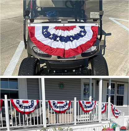 ROTERDON American Flags Bunting 4x8 Ft, 4th of July Decorations Outdoor, Red White and Blue Buntings Decorations, USA Patriotic Half Fan Bunting Flag with Embroidered Stars