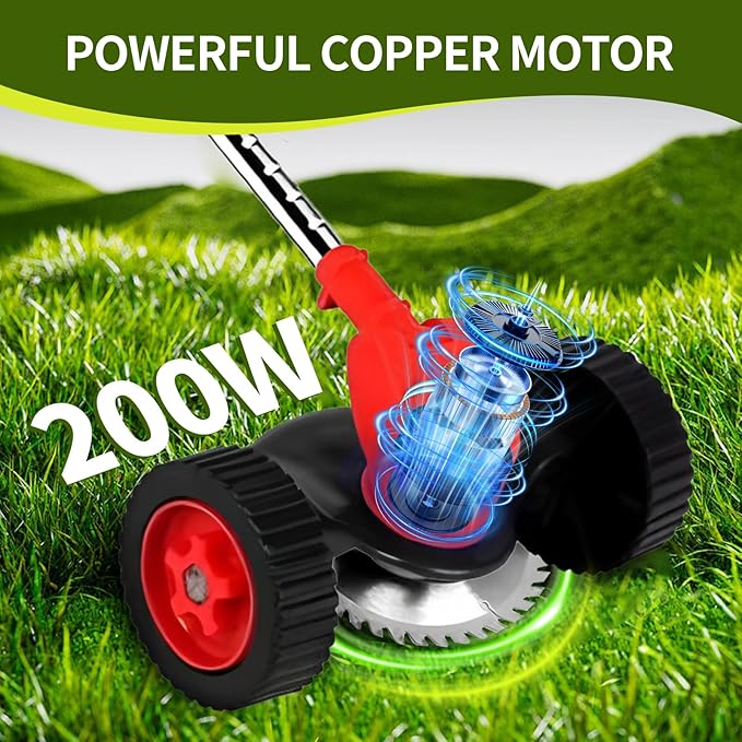 Wood Ranger Weed & Lawn Trimmer,3 in 1 Cordless Grass Trimmer,24V Cordless String Trimmer, Wheeled Weed Eater with 2 Batteries, Electric Lawn Edger Tool Set, 6-Inch Cutting Width(Red)