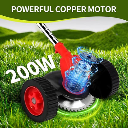 Wood Ranger Weed & Lawn Trimmer,3 in 1 Cordless Grass Trimmer,24V Cordless String Trimmer, Wheeled Weed Eater with 2 Batteries, Electric Lawn Edger Tool Set, 6-Inch Cutting Width(Red)