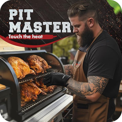 KITCHEN PERFECTION Silicone Smoker Oven Gloves -Extreme Heat Resistant BBQ Gloves -Handle Hot Food Right on Your Smoker Grill Fryer Pit|Waterproof Oven Mitts Grill Gloves |Superior Value Set+3 Bonuses