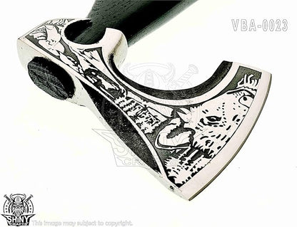 SHINY CRAFTS-Viking Axe Mens Axes Gifts for him Hatchet with Leather Sheath-Handmade Viking Axe with Carbon Steel Head Ashwood Handle Viking Gifts for Men with Premium Quality Leather Sheath (SCA 23)
