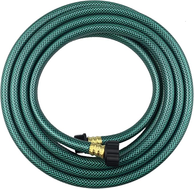 PVC Garden Hose 1/2 Inch, Flexible Water Hose with Male and Female Fittings, No Leaking, Heavy Duty, for Household, Outdoors, Lawns, Patio (15 FT, Green, Plastic Fittings)