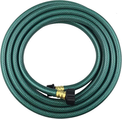PVC Garden Hose 1/2 Inch, Flexible Water Hose with Male and Female Fittings, No Leaking, Heavy Duty, for Household, Outdoors, Lawns, Patio (15 FT, Green, Plastic Fittings)