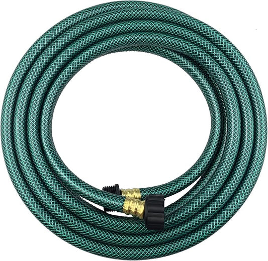 PVC Garden Hose 1/2 Inch, Flexible Water Hose with Male and Female Fittings, No Leaking, Heavy Duty, for Household, Outdoors, Lawns, Patio (15 FT, Green, Plastic Fittings)