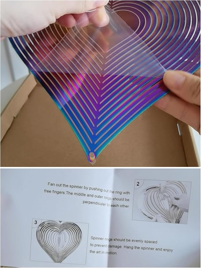 3D Heart Wind Spinner - Flowing Light Effect, Purple-Green Gradient Metal Spinner for Outdoor Garden Decor, Unique Gift for Mom & Women