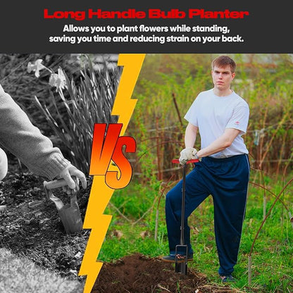 Long Handle Bulb Planter Tool, Standing Gardening Bulb Transplanter, Turf Remover Lawn Inserter - for Digging Holes