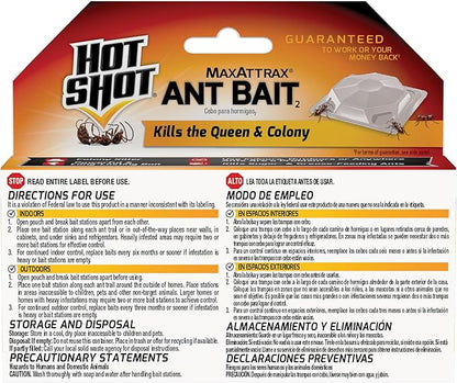 Hot Shot MaxAttrax Ant Bait, 0.07 oz Bait Stations, 4 Count, 12 Pack