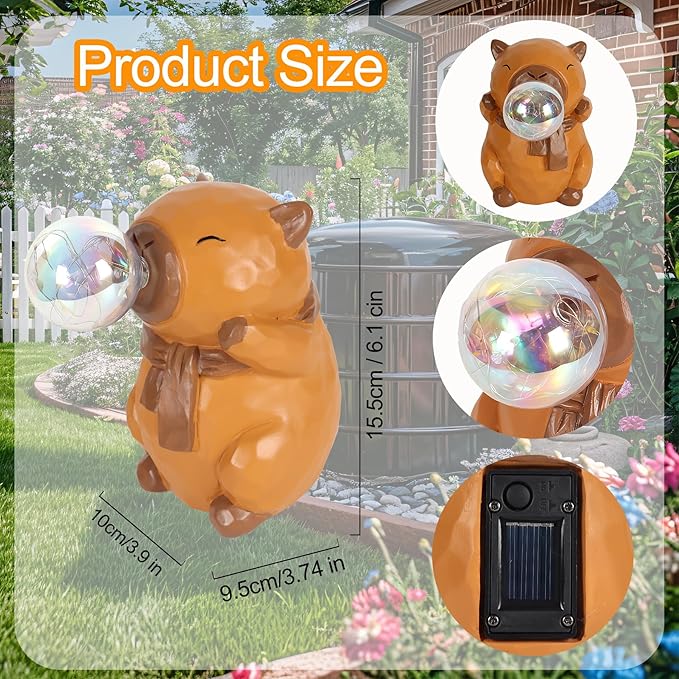 Capybara Solar Lights Outdoor Waterproof Garden Statue with Lights for Women Mom Grandma Garden Decor for Outside Patio Yard Porch