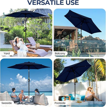 SUNVIVI OUTDOOR Outdoor Patio Umbrella, Patio Umbrella, Market Umbrella, Large Outdoor Umbrella, Metal Pole Umbrella with Push Button Tilt and Crank, Polyester Canopy