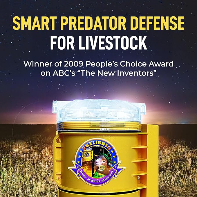 Foxlights Non-Solar Predator Deterrent Light – LED Night Guard Repeller for Chicken Coops, Poultry, Livestock, Gardens & Farms – Wildlife Control Against Foxes, Coyotes, Raccoons, Skunks & Bears