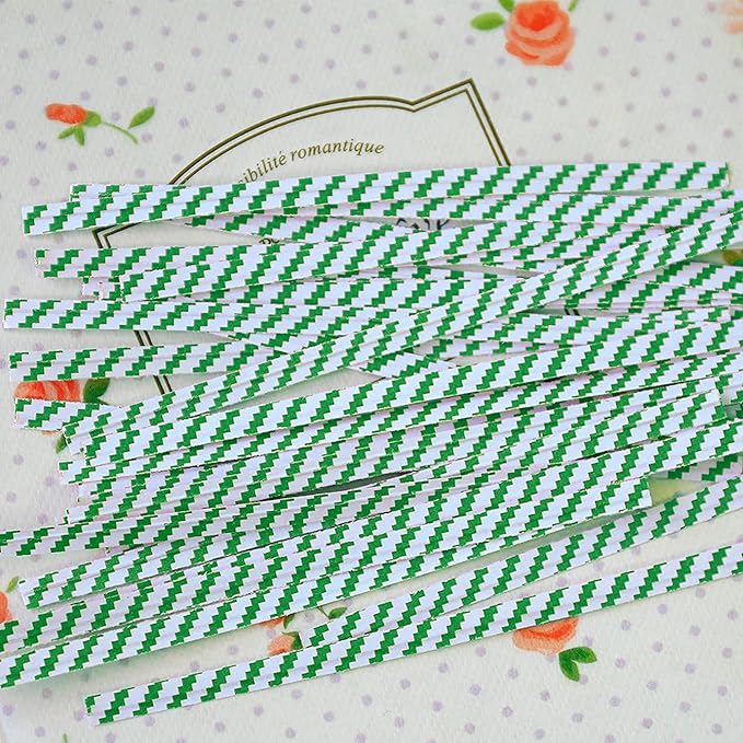 APQ Green and White Metallic Twist Ties for Bags, 4 inches. 24000 Pack Plastic-Coated Bread Twist Tie for Treat Bags. Reusable Bread Tie. Light Metallic Twist Tie. Heavy-Duty Twisty Ties for Bags