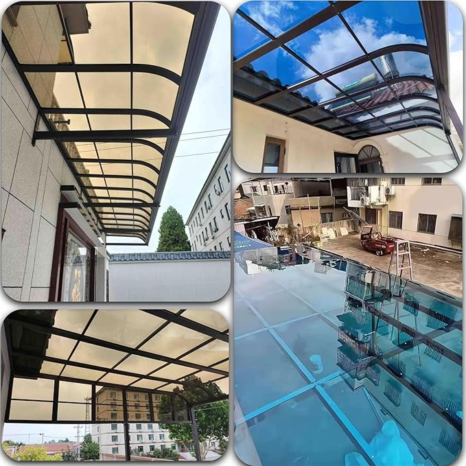 2mm Polycarbonate Sheet,polycarbonate greenhouse panels,Roofing Transparent Insulation Daylighting Panels,strong and not easily deformed,for Greenhouse Sheds Roofs,Carports.(Brown,3.3 x 3.3ft)