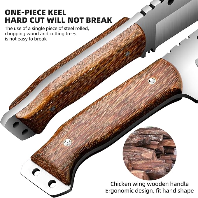 Machete with Sheath for Cutting Trees Heavy Duty, for Yard Work and for Bushcrafting Knife Sickle for Clearing Brush Garden Tools Construction Blade