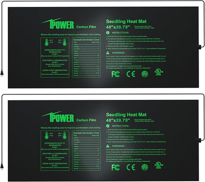 iPower 48" x 20.75" Seeding Heat Mat 2 Pack, Durable Waterproof Warm Hydroponic Plant Germination Starting Pad