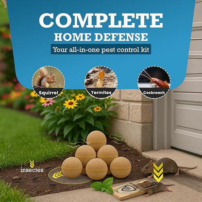Rodent Repellent Balls – 24-Pack + 1 Trap – Powerful Natural Pest Control for Mice, Rats, Squirrels – Long-Lasting Indoor Protection, Child & Pet Safe