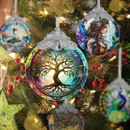 Tree of Life Suncatcher - Stained Glass Window Hanging, Christmas Ornament, Home Decor for Holidays