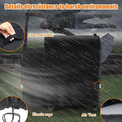 Hisencn Grill Cover for Recteq RT-590, Recteq Deck Boss 590 Wood Pellet Smoker Grill, Heavy Duty Waterproof Grill Cover with Reflective Strips, Moisture Proof Vents and Drawstring, Outdoor BBQ