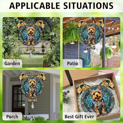 Silky Terrier Dog Ears Wind Spinner, Silky Terrier Wind Spinner Hanging for Yard and Garden V02