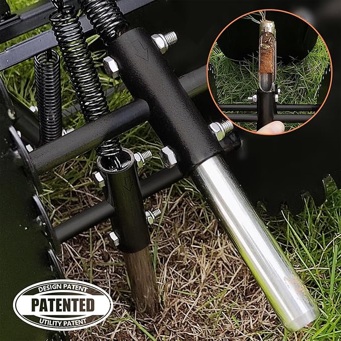 Patented Rolling Lawn Coring Aerator Yard Grass Pulling Plugs Manual Aeration Tool Push Roller Rotary Compacted Garden Soil Loosening