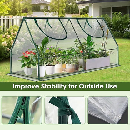 Outdoor Greenhouse with Screen Door,Outside Heavy Duty Walk in Green House for Garden Plants UV Protection Thermostatic Waterproof (Green, 47x23x23 Inch)