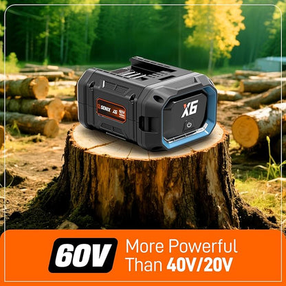 SENIX Chainsaw|60V 16" Battery Chainsaw|Brushless Electric Chainsaws|Cordless Chain Saw with 4Ah Battery & Charger|Garden Tool for Trees, Pruning, Branch Trimming, Best Gifts for Man, CSX6-M