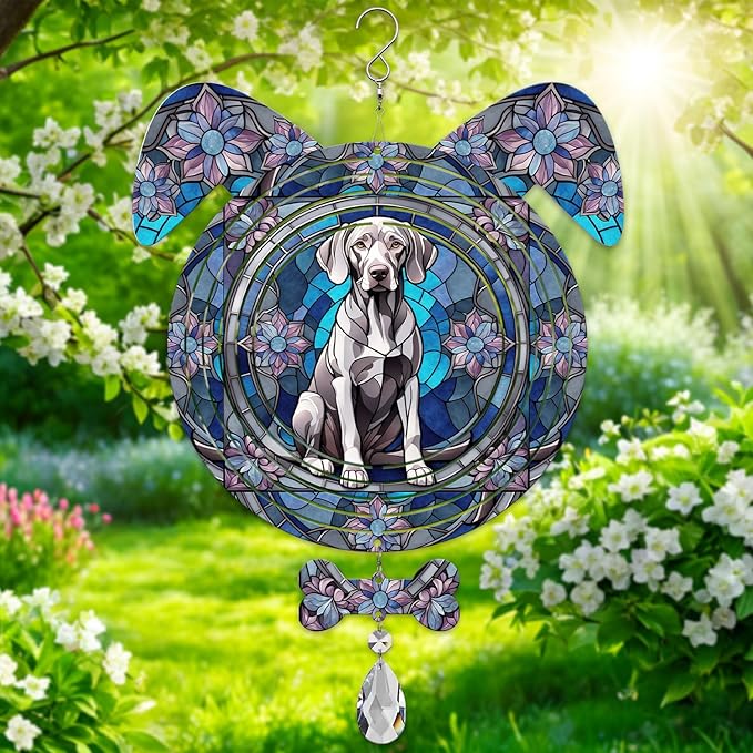 Weimaraner Dog Ears Wind Spinner, Weimaraner Wind Spinner Hanging for Yard and Garden V02