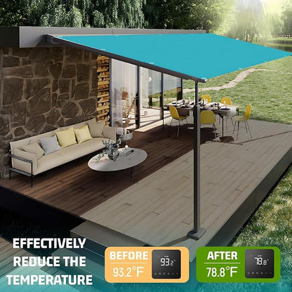 SUNNY GUARD Shade Cloth Custom Size 6x11 FT Sun Shade Screen Fabric Shade Cover Tarp with Grommets for Pergola Backyard Garden, Turquoise(We Customized)