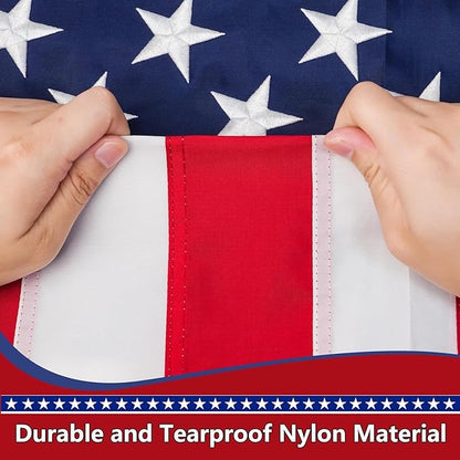 American Flag 2x3 Outdoor Sleeve, Sleeves for Flags, New 420D Polyester, Heavy Duty Durable Tear-Proof, Embroidered Stars, Sewn Stripes, UV Protection, Sleeved American Flag (Pole NOT Included)