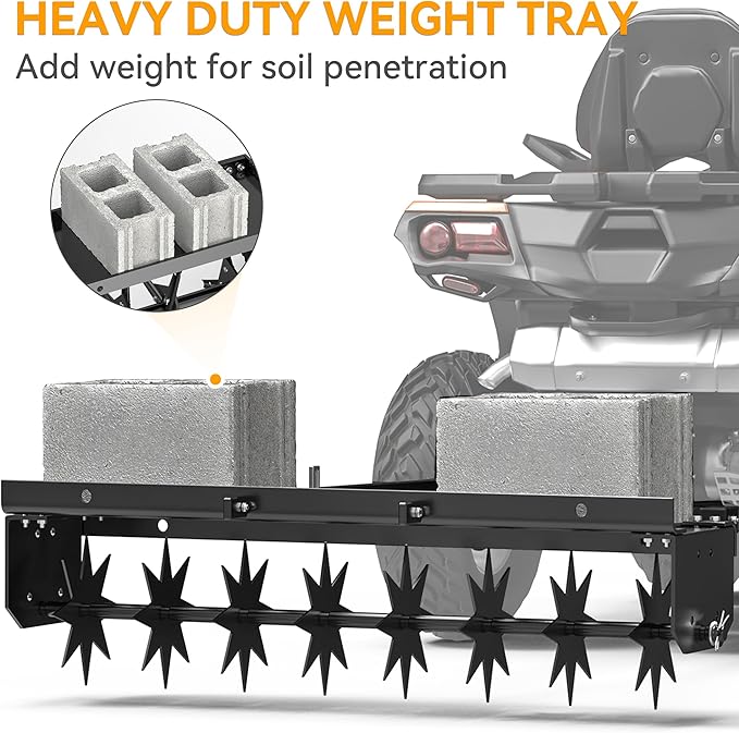 YINTATECH 48" Lawn Aerator Tow Behind with Universal Hitch for spike Aerator, Black