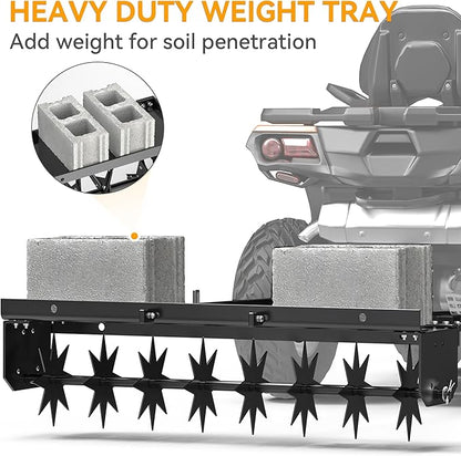 YINTATECH 48" Lawn Aerator Tow Behind with Universal Hitch for spike Aerator, Black