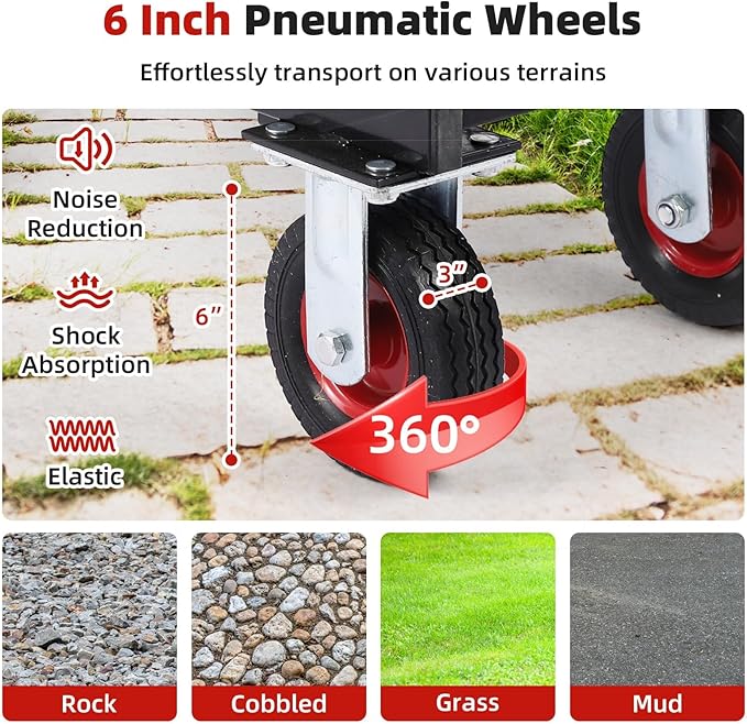 Garden Cart, Heavy-Duty Collapsible with Removable Mesh Sides, All-Terrain Wheels & 180° Rotating Handle for Gardening, Camping, Shopping and Outdoor Use