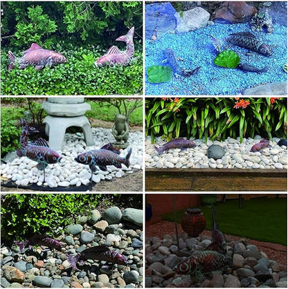Set of 3 Outdoor Garden Koi Fish Sculptures & Statues Antique Copper Fish Yard Décor, Metal Koi Figurine Ornaments for Outdoors,Patio Decor,Backyard and Home Kitchen Decorations