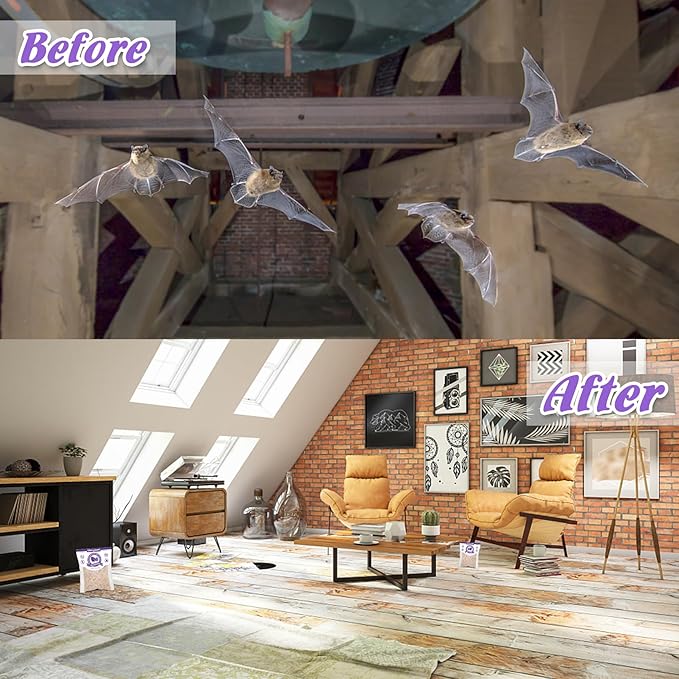 8 Pack Bat Repellent Outdoor Rodent Mouse Repellent, Peppermint Oil Bat Deterrent Repellent for Attic, Ready-to-Use Pest Repellent Scent Pouches