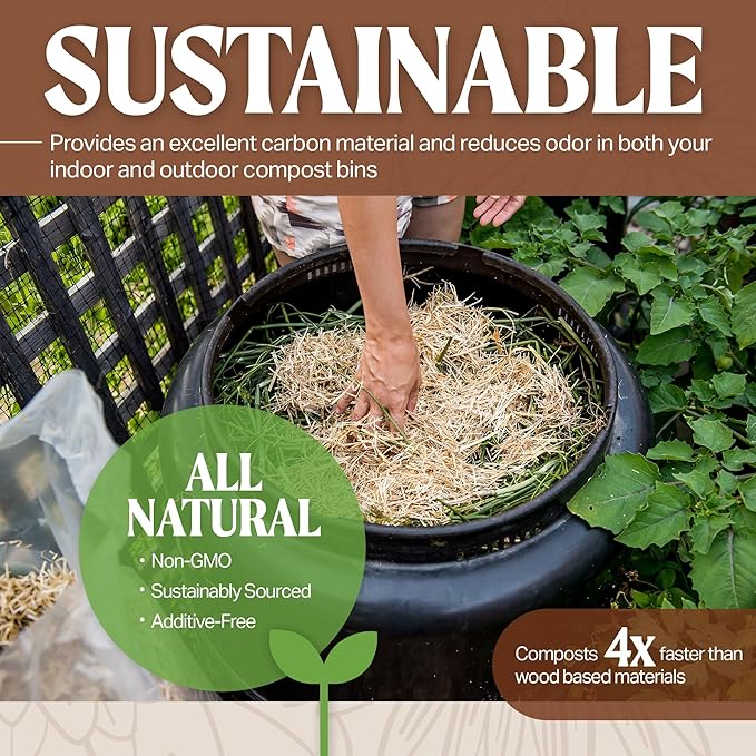 HealthiStraw GardenStraw, 3 cu ft (20 lbs) – All-Natural Mulch for Gardens, Vegetables Lawn Seeding – Water-Conserving Wheat Straw – Sustainably Sourced, Thoroughly Cleaned