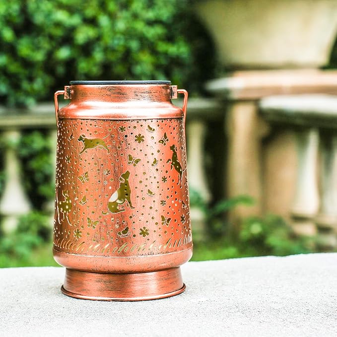 Dog Solar Lanterns Outdoor Waterproof Hanging Solar Lights Dog Gifts for Women Men Metal Decorative LED Lanterns for Yard, Patio, Lawn, Tabletop, Pathway, Landscape, Garden Decor, Dog Lovers Gifts