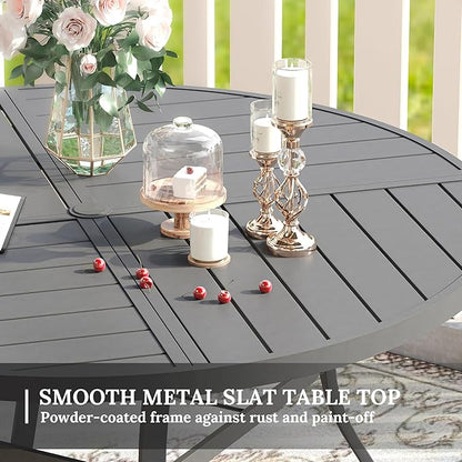 VICLLAX 5 Pieces Patio Dining Set for 4, Outdoor Furniture Set Includes 40.6" Square Outdoor Table and 4 Patio Swivel Chairs for Lawn Garden, Grey Tabletop and Grey Fabric