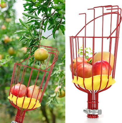 Fruit Picker Harvester Basket, Adjustable Fruit Picker Tool with Cushion to Prevent Bruising, Professional Gardening Fruit Picker Tool for Picking Apple Pear Peach Orange (Pole Not Included) (2PCS)