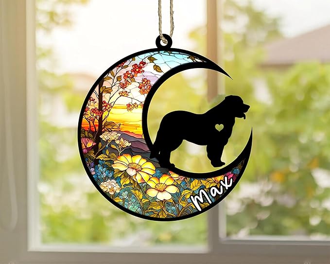 Personalized Dog Memorial, Custom Name Leonberger Dog Christmas Ornament with Name, Custom Breeds, Pet Loss Light Catcher, Gifts for Lovers Loss of Pet Sympathy on Mothers Day Christmas