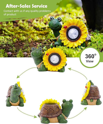 Nacome Solar Turtle Garden Decor with Sunflower: Outdoor Clearance Statues Lights for Outside Lawn Ornaments Porch Patio Balcony Yard - Birthday Gifts for Mom Grandma Women(Green)
