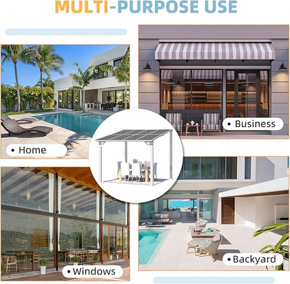 AECOJOY 8' x 8' Pergola Gazebo in White, Small Wall Mounted Pergolas and Gazebos on Clearance, Outdoor Patio Lean to Gazebo Metal Awnings for Deck, Porch, Backyard and More
