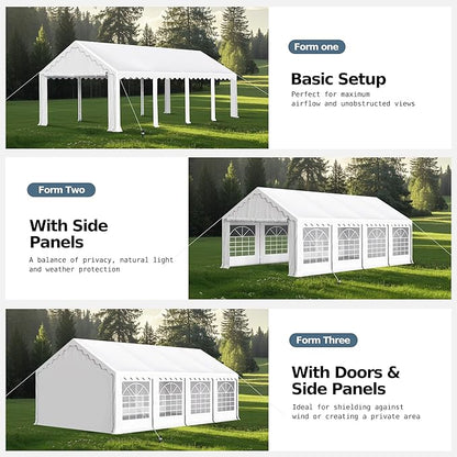 MFSTUDIO 13x26 Party Tents, Outdoor Heavy Duty Tents for Parties with Removable Sidewalls, Canopy Events Tent Shelter for Outdoor Wedding Birthday Backyard, White