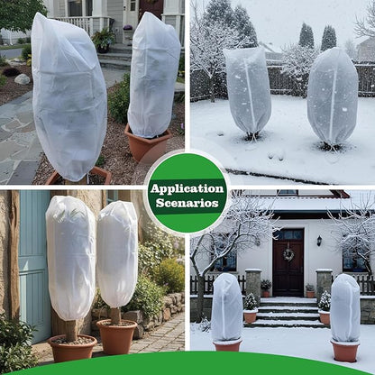 2-Pack Plant Covers Freeze Protection, Winter Frost Cloth with Zipper & Drawstring - 39.37''W x 47.24''H White Frost Blankets for Outdoor Garden Plants and Trees