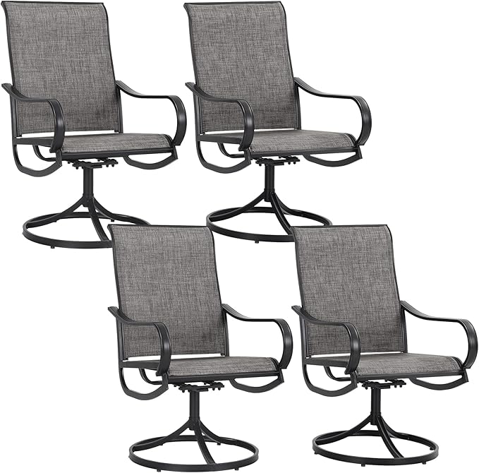 Sophia & William Patio Chairs Patio Dining Chairs Set of 4 Swivel Patio Chairs Textilene High Back Support 300lbs for Lawn Garden Backyard Weather Resistant-Black Metal Frame