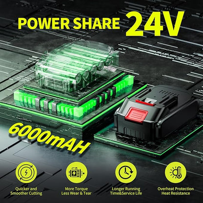 Wood Ranger Weed & Lawn Trimmer,3 in 1 Cordless Grass Trimmer,24V Cordless String Trimmer, Wheeled Weed Eater with 2 Batteries, Electric Lawn Edger Tool Set, 6-Inch Cutting Width(Red)