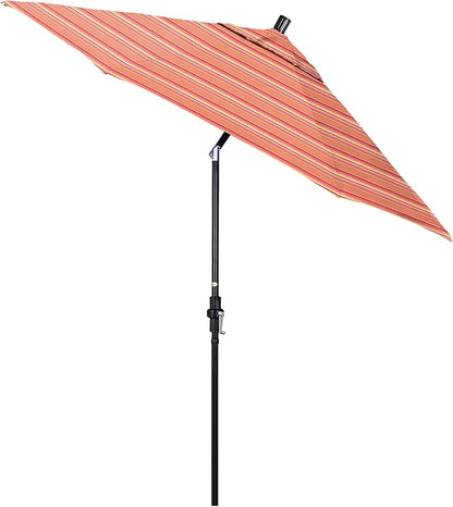 California Umbrella 9' Round Aluminum Pole Fiberglass Rib Market Umbrella, Crank Lift, Collar Tilt, Black Pole, Sunbrella Spectrum Mist