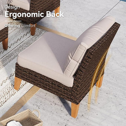 GREEN PARTY 9 Pieces Wicker Patio Furniture Set, All-Weather Outdoor Rattan Half-Moon Curved Patio Sectional Sofa Conversation Set 9 Seats for Garden, Backyard, 2 x Ottomans