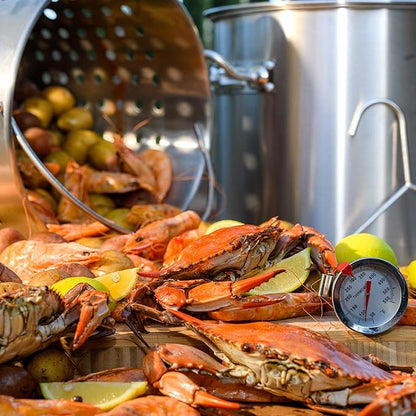 Barton 53Qt Stock Pot w/Strainer Basket Commercial Stainess Steel Food Grade 304 Turkey Deep Fryer Crawfish Clam Steamer