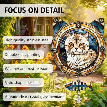 Scottish Cat Wind Spinner, Scottish Cat Wind Spinner Hanging for Yard and Garden