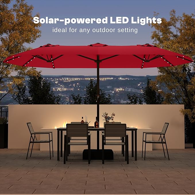 13FT Double Sided Patio Umbrella with LED Lighted