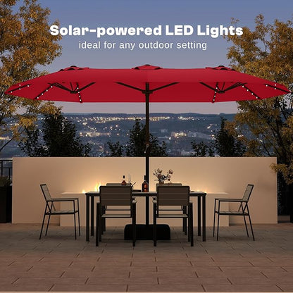 13FT Double Sided Patio Umbrella with LED Lighted